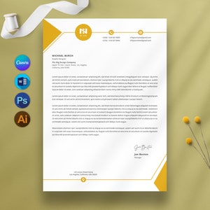 Business Letterhead Template Canva Editable, Custom Company Letterhead Template for Word Digital Download, Professional Letterhead Modern