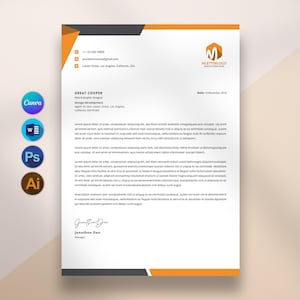 Plantilla de membrete comercial editable en Canva, plantilla de membrete de empresa personalizada para Word, descarga digital, membrete profesional moderno