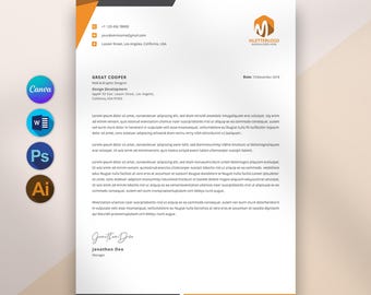 Editable Business Letterhead Template: Canva, Word, Photoshop, Illustrator (Digital Download A4 Size)
