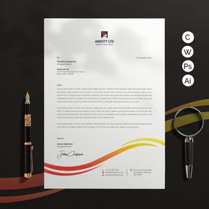Plantilla de membrete comercial editable en Canva, plantilla de membrete de empresa personalizada para Word, descarga digital, membrete profesional moderno