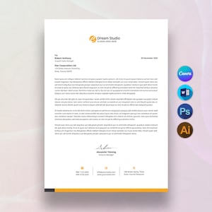Plantilla de membrete comercial editable en Canva, plantilla de membrete de empresa personalizada para Word, descarga digital, membrete profesional moderno