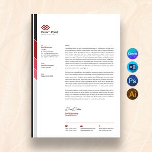 Editable Business Letterhead Template: Professional Design for Word, Canva, Photoshop, Illustrator (Instant Download)