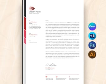 Bearbeitbare Geschäftsbriefkopfvorlage: Professionelles Design für Word, Canva, Photoshop, Illustrator (Sofortdownload)