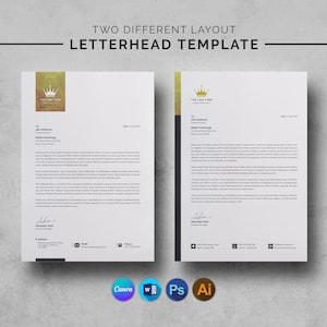 Plantilla de membrete comercial editable en Canva, plantilla de membrete de empresa personalizada para Word, descarga digital, membrete profesional moderno