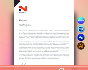 Editable Business Letterhead Template: Canva, Word, Photoshop, Illustrator (Digital Download A4 Size)