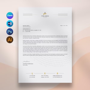Plantilla de membrete comercial editable en Canva, plantilla de membrete de empresa personalizada para Word, descarga digital, membrete profesional moderno