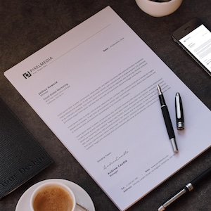 Plantilla de membrete comercial editable en Canva, plantilla de membrete de empresa personalizada para Word, descarga digital, membrete profesional moderno