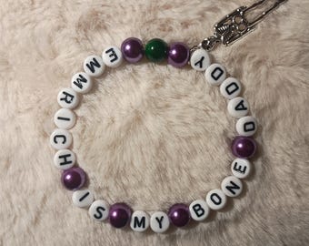 Dragon Age The Veilguard 'Emmrich Is My Bone Daddy' Stretch Bead Bracelet With Skeleton Charm