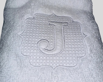 Embroidered Embossed Monogram Hand Towel