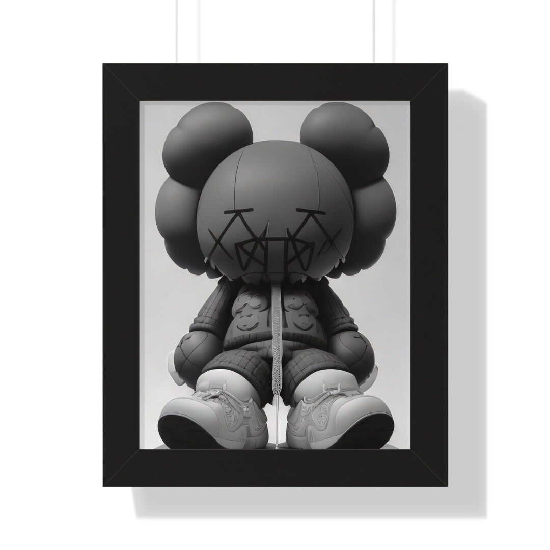 KAWS Framed Vertical Poster Black Kaws Poster Kaws Figure Etsy