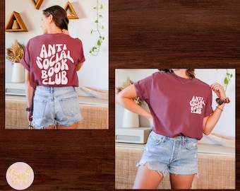 Anti Social Book Club Shirt, Comfort Colors T-Shirt, Retro Book Club Shirt, Bookish T-Shirt