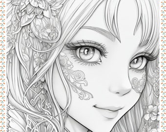 Anime Princess Coloring Page/ Digital Download