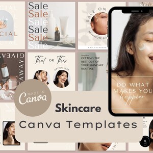 Skincare Instagram Content, Skincare Templates Instagram Templates, Esthetician Template, Esthetician Posts, Canva Template Beauty Instagram
