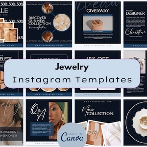 Jewelry Instagram Post, Jewelry Template Bundle, Jewelry Canva Business Template, Jewelry Social Media Post Idea, Instagram Jewelry Branding