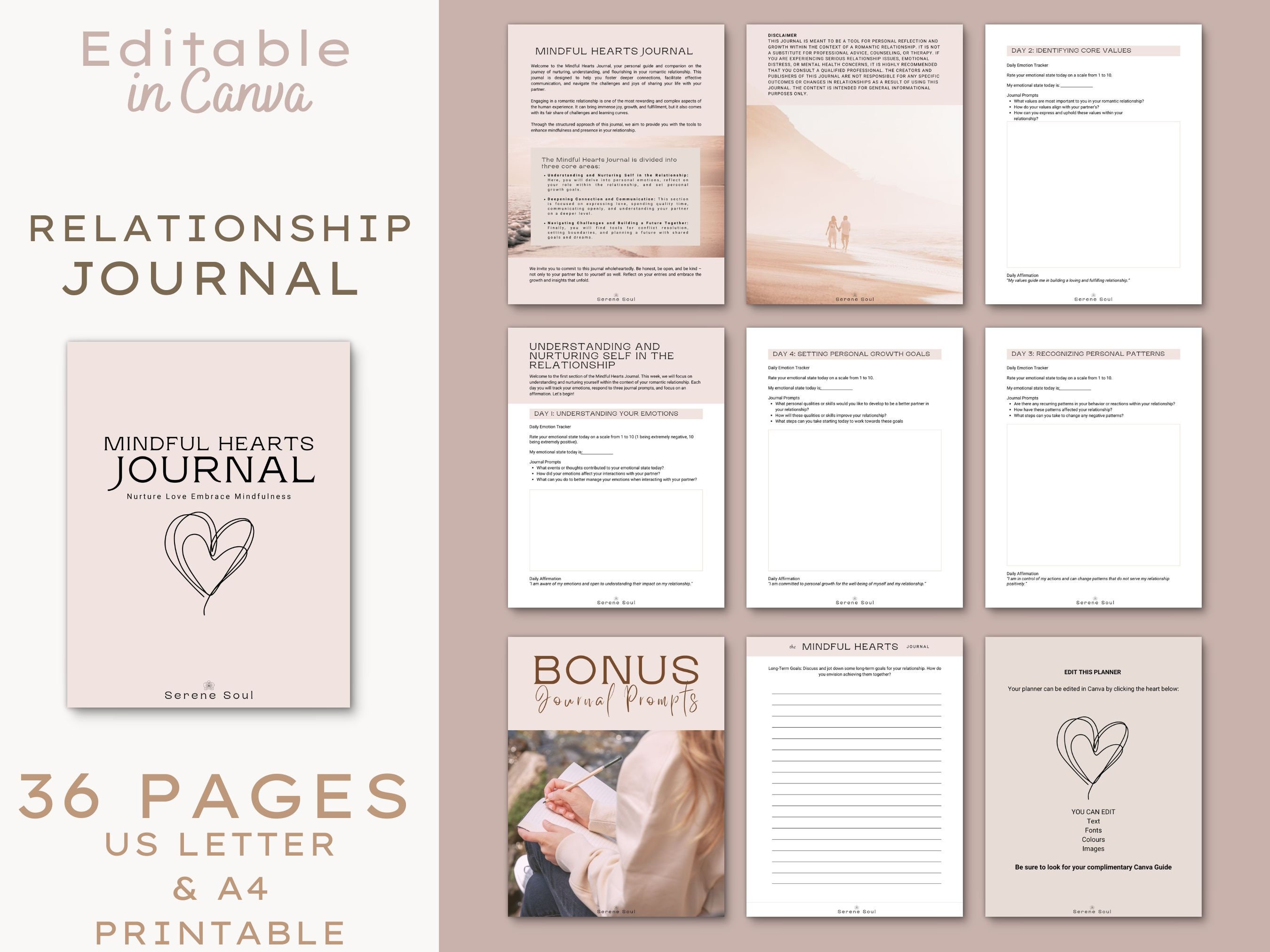 Relationship Journal PDF Therapy Worksheets, Couples Journal Printable Planner Work, Relationship Therapy, Digital Planner Journal Prompts