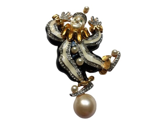 Vintage Kenneth Jay Lane Clown Brooch - image 7