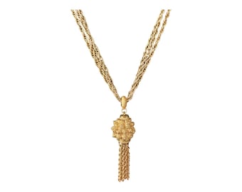 Vintage Monet Gold tone 3 chain Tassel necklace
