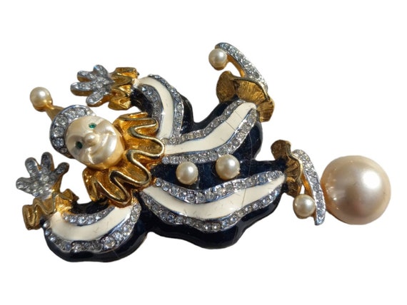 Vintage Kenneth Jay Lane Clown Brooch - image 4