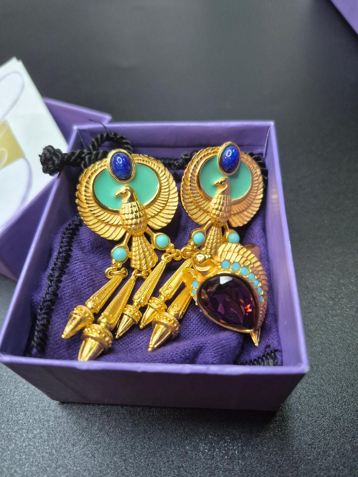 Elizabeth Taylor for Avon Egyptian Revival Phoenix Earrings and