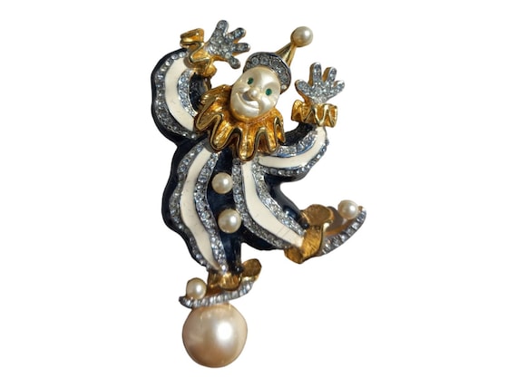 Vintage Kenneth Jay Lane Clown Brooch - image 5