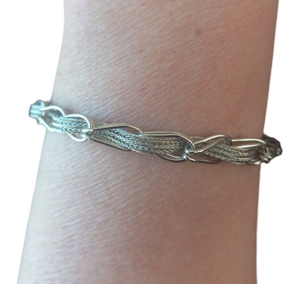 Vintage Sterling Silver Signed Braided Rope Brace… - image 2