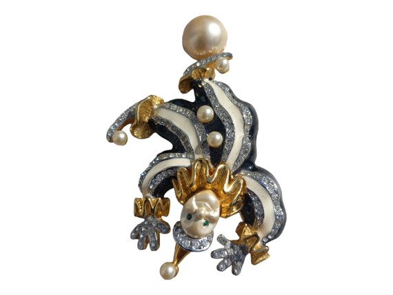 Vintage Kenneth Jay Lane Clown Brooch - image 3