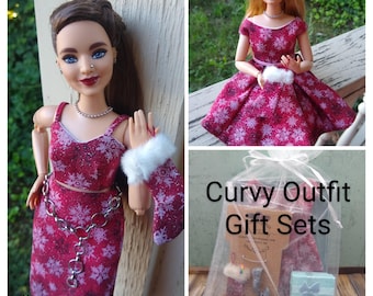 Holiday Outfit Gift Set for Curvy 1/6 Scale Fashion Dolls - MADE TO ORDER