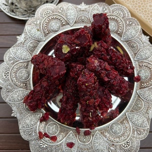Turkish Delight with pistachio, Dry cranberry coated , Assorted Fruit Dessert ,Handmade Lokum