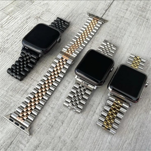 Bracelet Apple Watch en acier inoxydable avec fermoir papillon 38 mm 40 mm 41 mm 42 mm 44 mm 45 mm Femme iWatch Charm Apple Watch bande en métal Bijoux