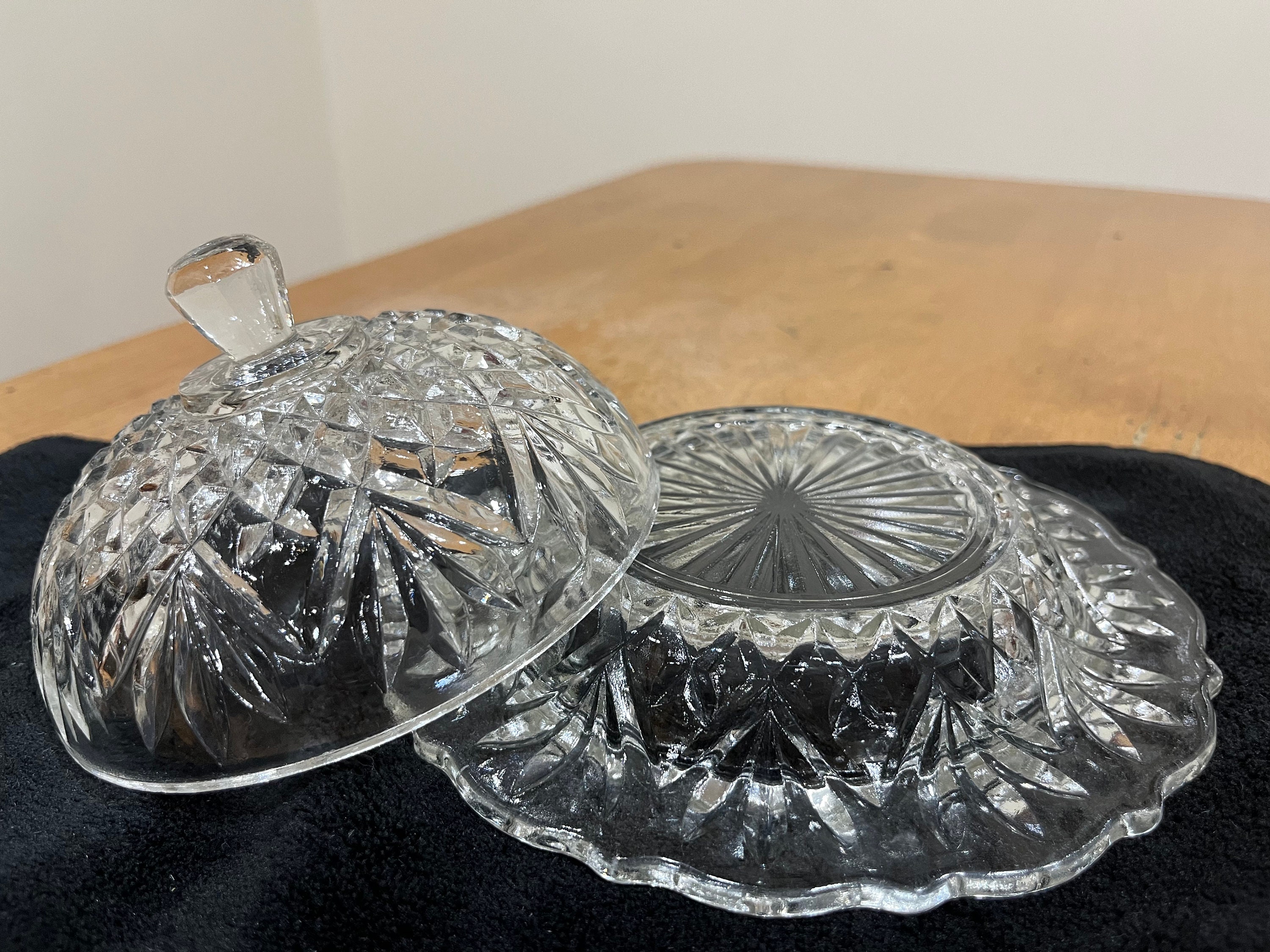 Anchor Hocking Round Crystal Butter Dish Etsy