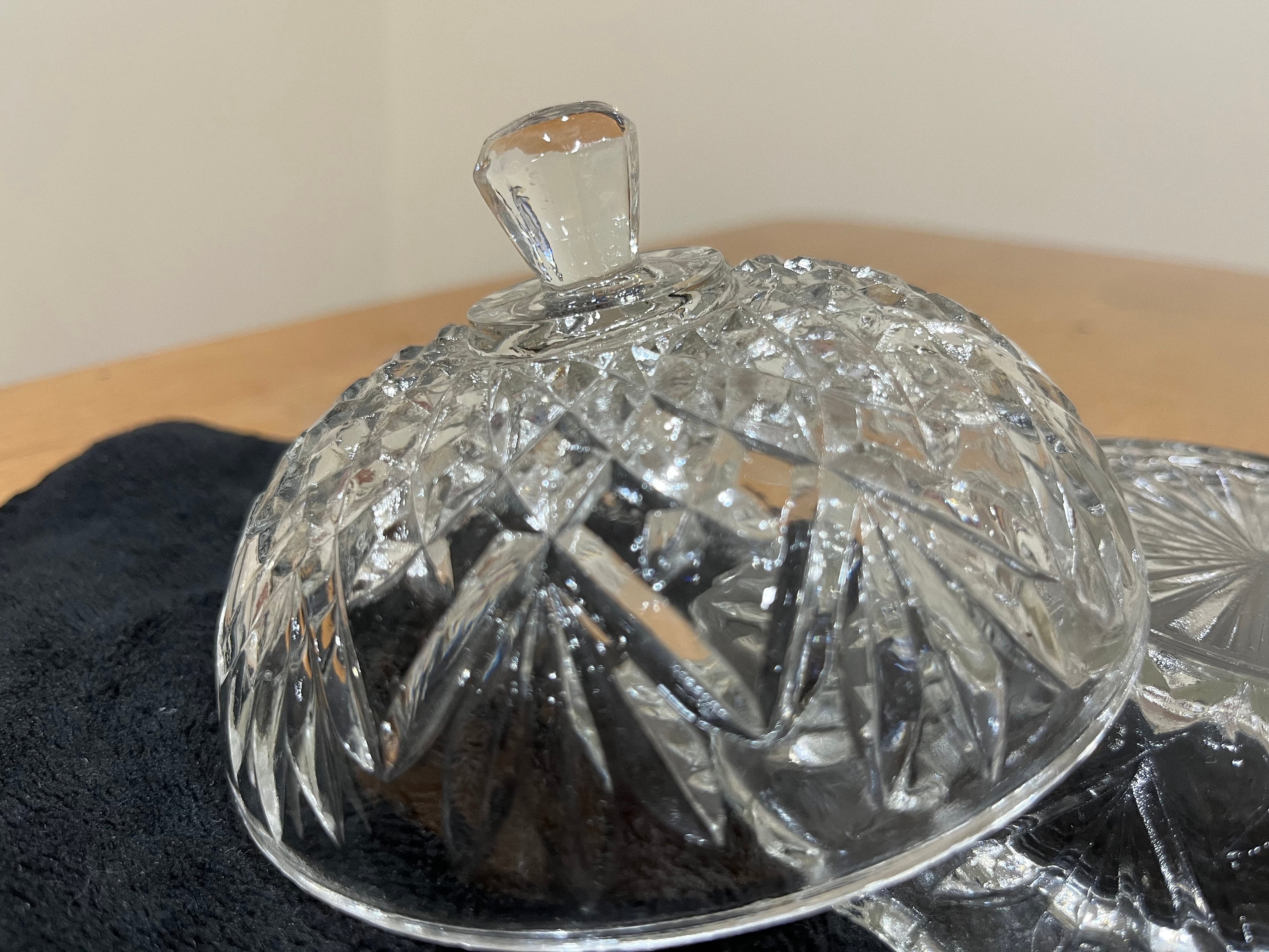 Anchor Hocking Round Crystal Butter Dish Etsy