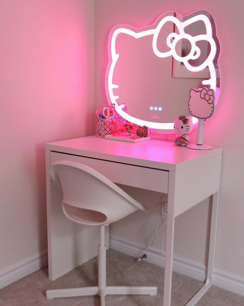 Hello Kitty LED Cute Wall Mirror Sanrio Art Deco Mirror Etsy