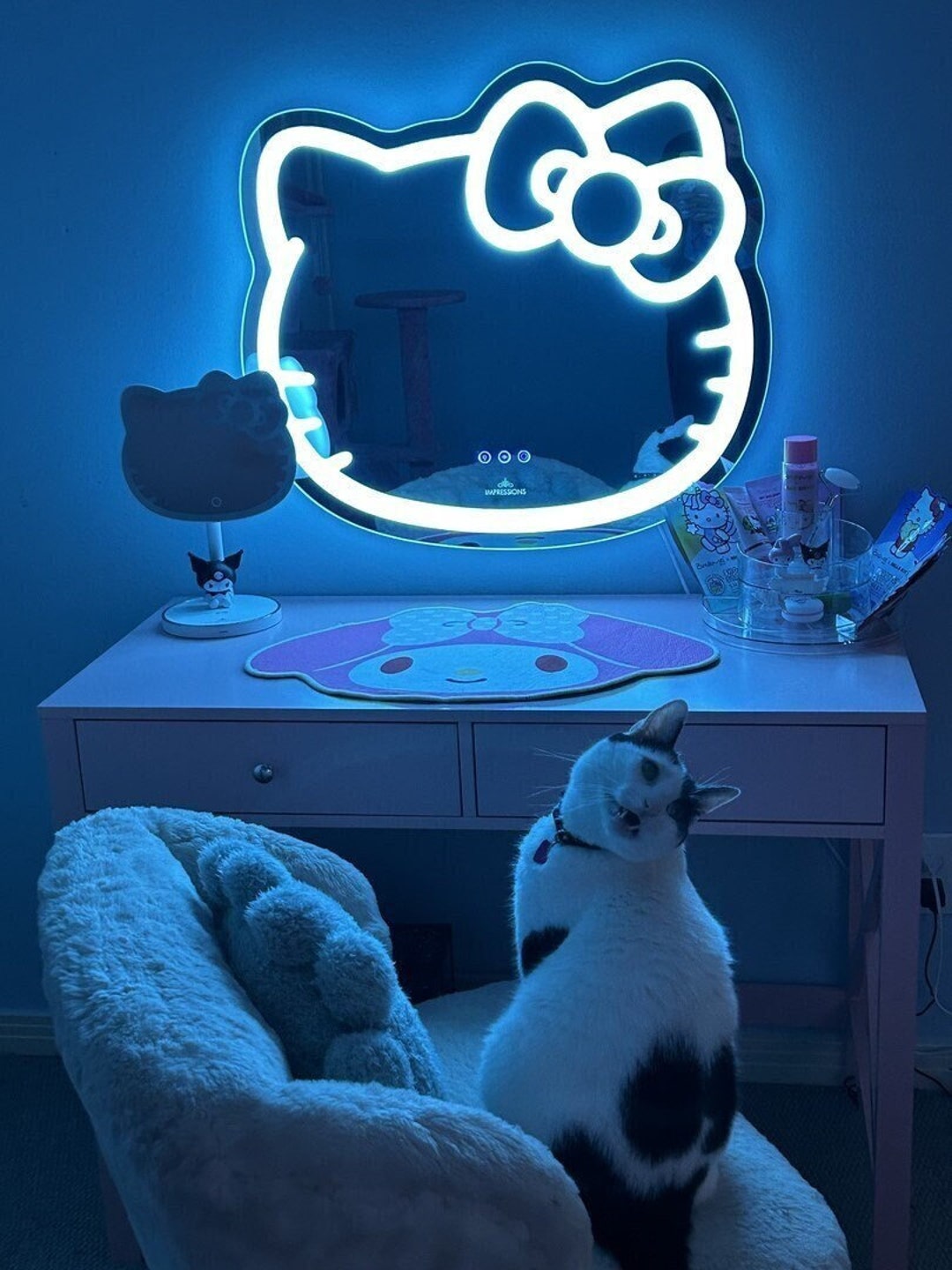 Hello Kitty LED Cute Wall Mirror Sanrio Art Deco Mirror Etsy
