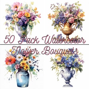Weelderige aquarel bloemboeketten illustraties, PNG-afbeeldingen, commercieel gebruik