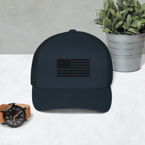 American Flag Trucker Hat - Snapback Hat, Baseball Cap for Men Women - Breathable Mesh Side, Adjustable Fit