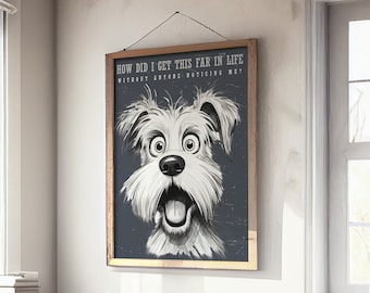 Cartel de descarga digital Divertido retrato de perro arte de pared retro decoración del hogar imprimible arte de pared cartel estético moderno impresión de arte de estilo vintage