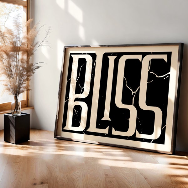 Bliss typography print bathroom decor wall art print over bed modern home decor room decor trendy poster printable art positive prints