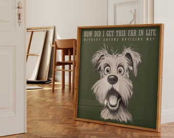 Cartel pared arte perro divertido regalo retro cartel impresión verde decoración del hogar arte de la pared imprimible descarga digital divertido retrato de perro cartel vintage