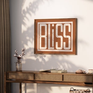 Bliss Typografie Druck Badezimmer Poster Schlafzimmer Wandkunst druckbare Kunst digitaler Download Kunst modernes Wohndekor Retro Poster Druck zum Einrahmen Bild 7