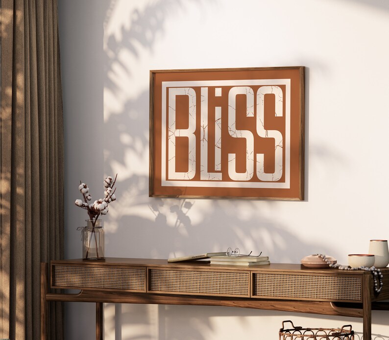 Bliss Typografie Druck Badezimmer Poster Schlafzimmer Wandkunst druckbare Kunst digitaler Download Kunst modernes Wohndekor Retro Poster Druck zum Einrahmen Bild 7