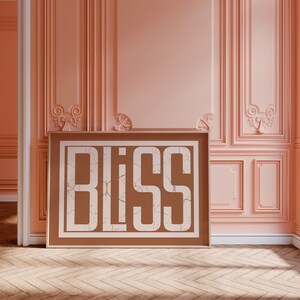 Bliss typography print bathroom poster bedroom wall art printable art digital download art modern home decor retro poster print for framing