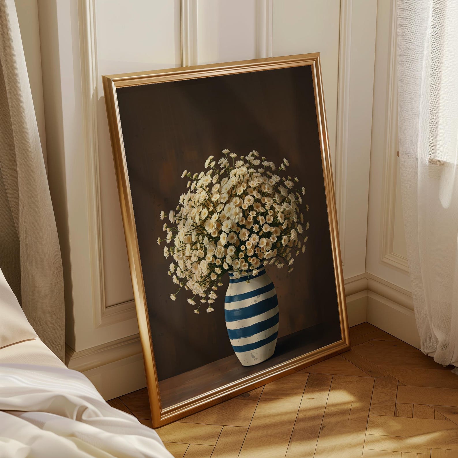 Cottage Core Wildflowers In Vase Print in Earthy neutral tones