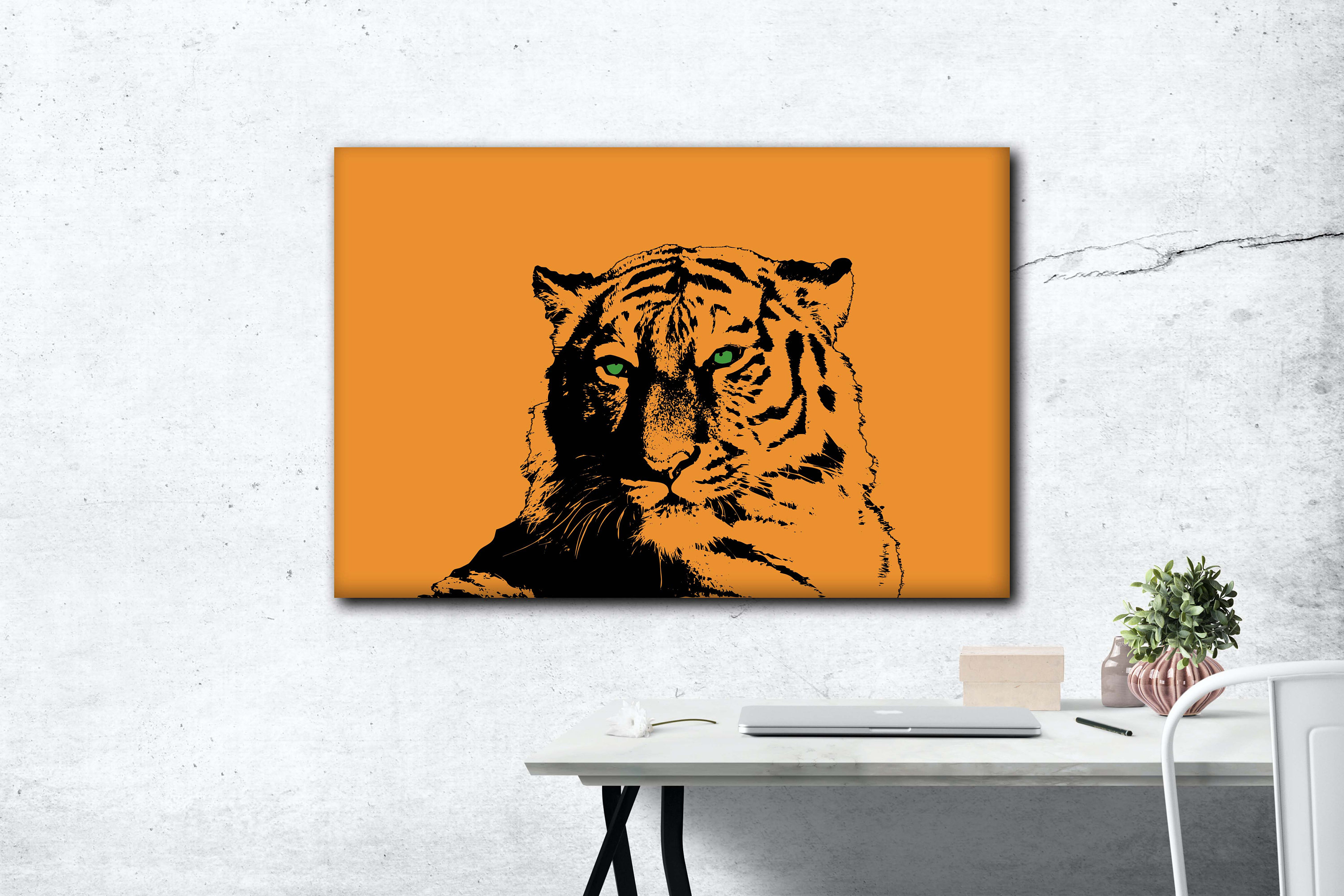 Tiger Canvas Wild Animal Poster Black and White Art Home Etsy