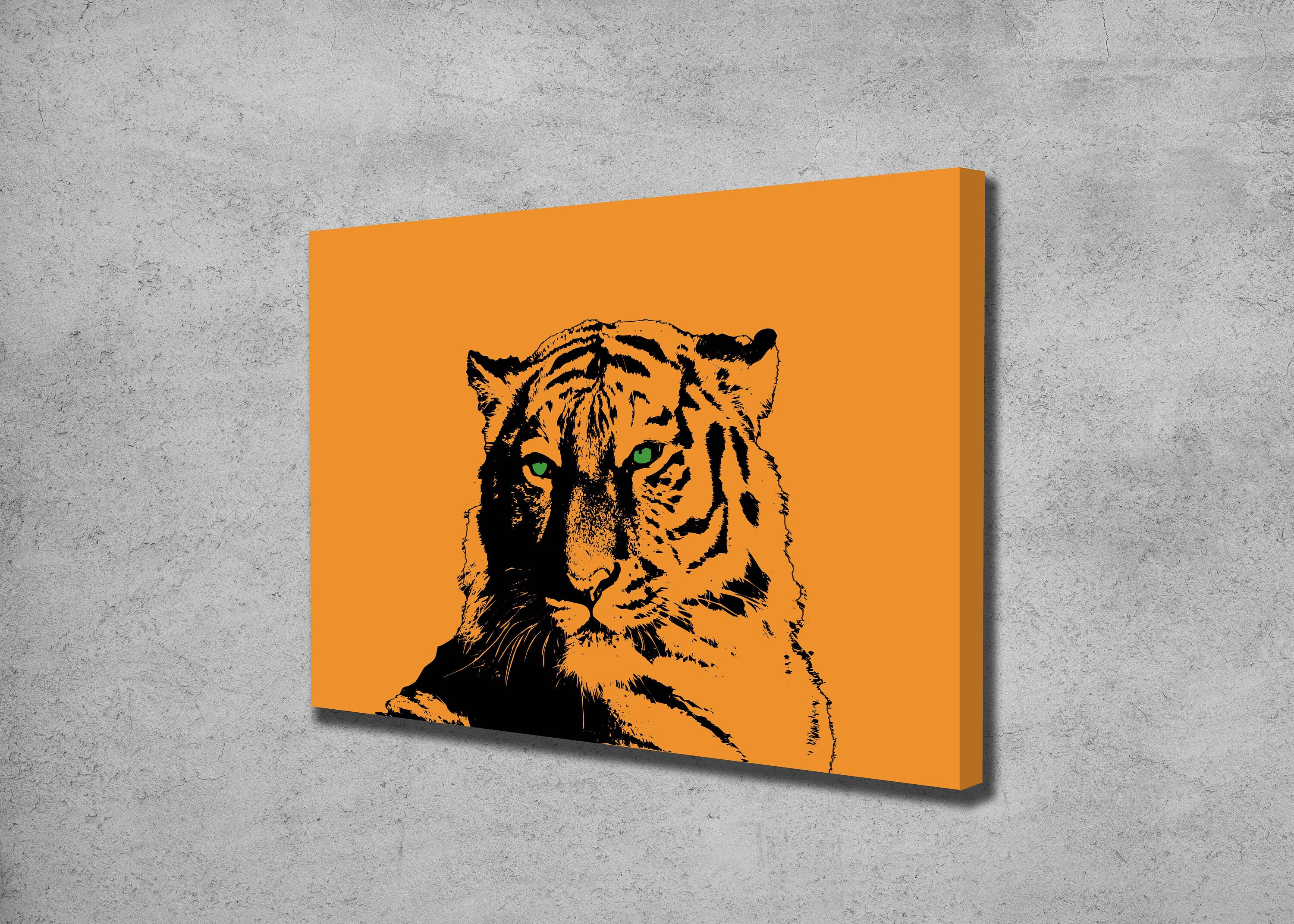 Tiger Canvas Wild Animal Poster Black and White Art Home Etsy