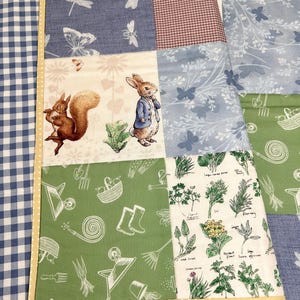Peter Rabbit, modern, gender neutral, patchwork quilt, new parent gift