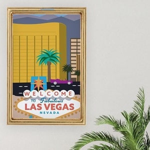 Las Vegas, NV - IMPRESIÓN - Póster vintage / Modernismo de mediados de siglo