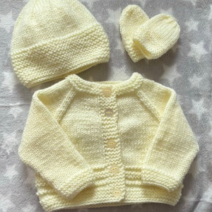 3 piece hand knitted baby set