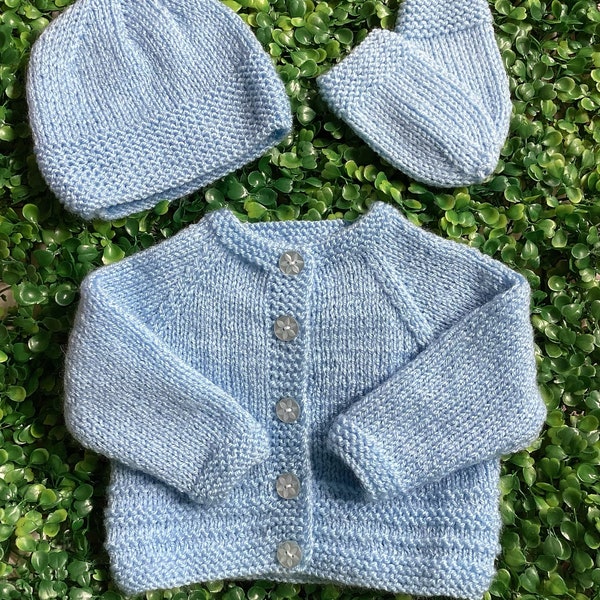 3 piece hand knitted baby set