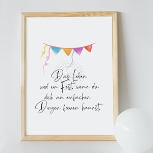 Das Leben wird ein Fest, inspirierendes Zitat, druckbare Wandkunst, positives Mindset, Deko, Freude, einfache Dinge, sofortiger Download