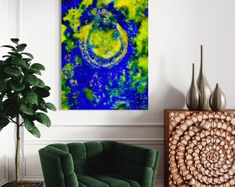 Abstract painting with quartz and resin